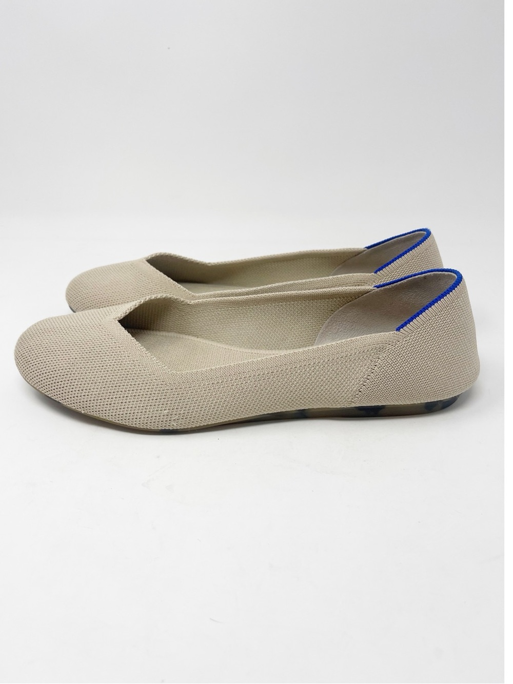 Rothy's The Round Toe Flat Ecru and Leopard Print Sole Slip-On Ballet Flat